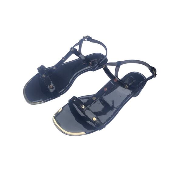 New Bandolino 8.5 Black Gold Accent Trim Sandals BDTAOS Taos 1541 Women’s size - Picture 7 of 12